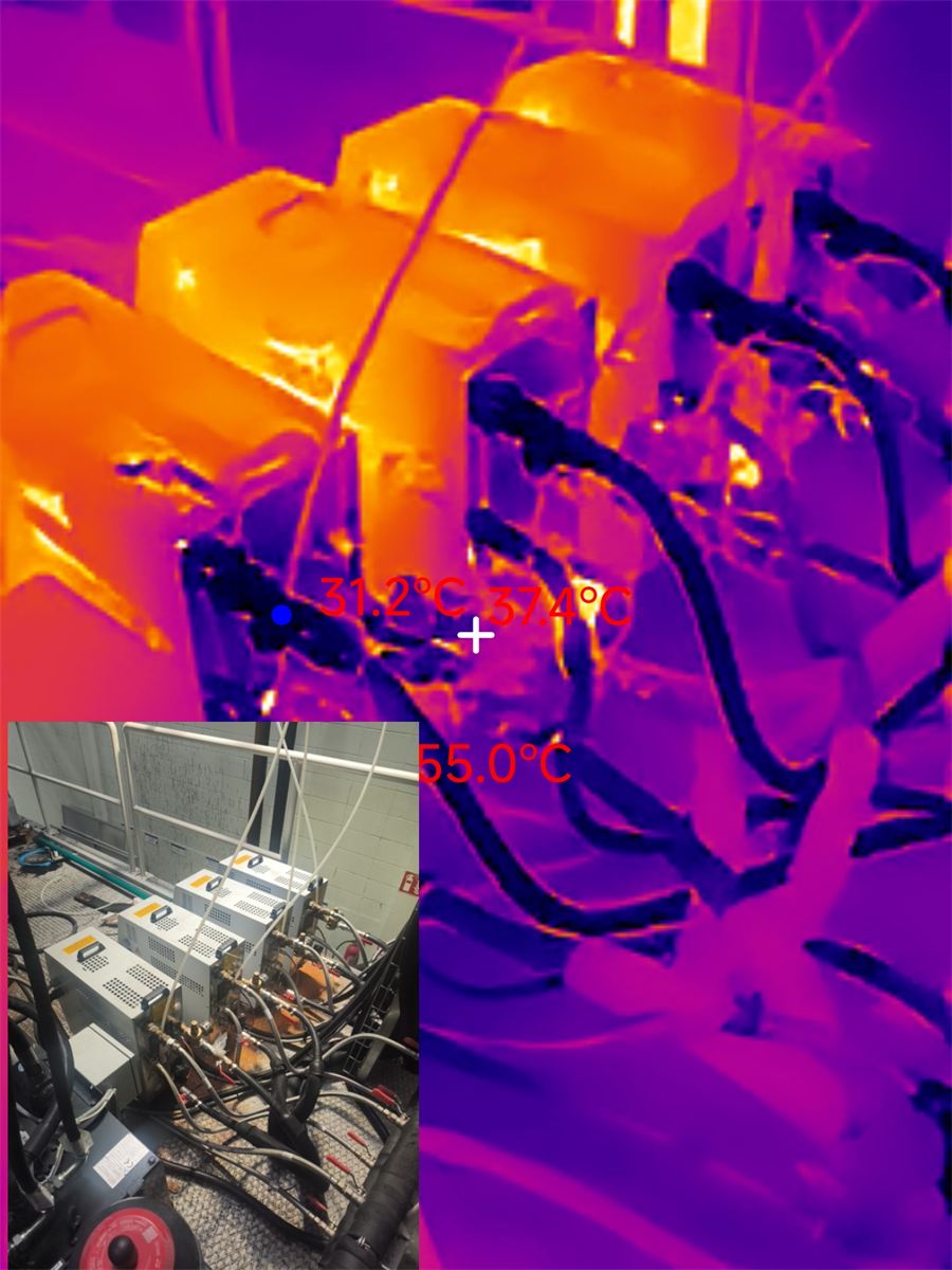 Thermal image of a motor and pump